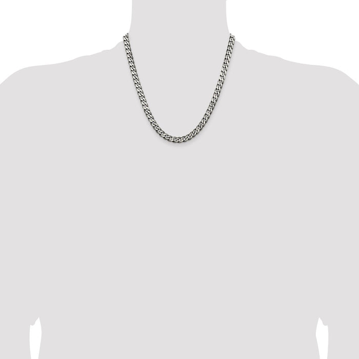 Buy Stylish Antiqued Sterling Silver 6.5mm Curb Chain | Affordable Elegance-4