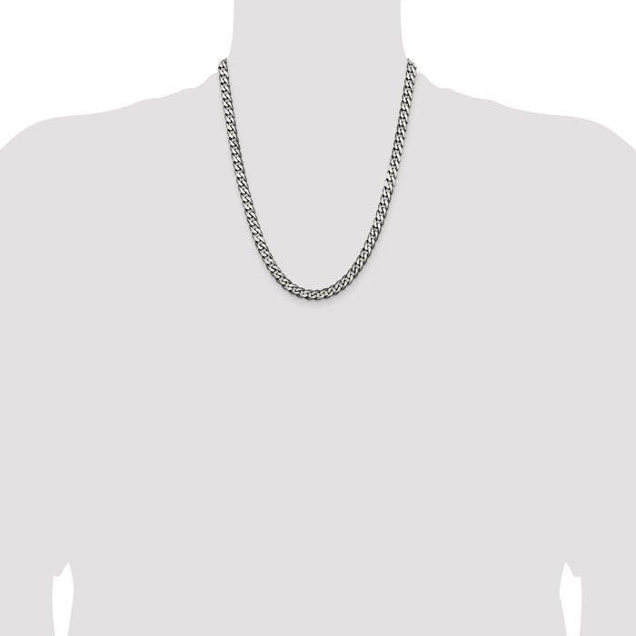 Buy Stylish Antiqued Sterling Silver Curb Chain - 6.5mm, High-Quality Value!-4