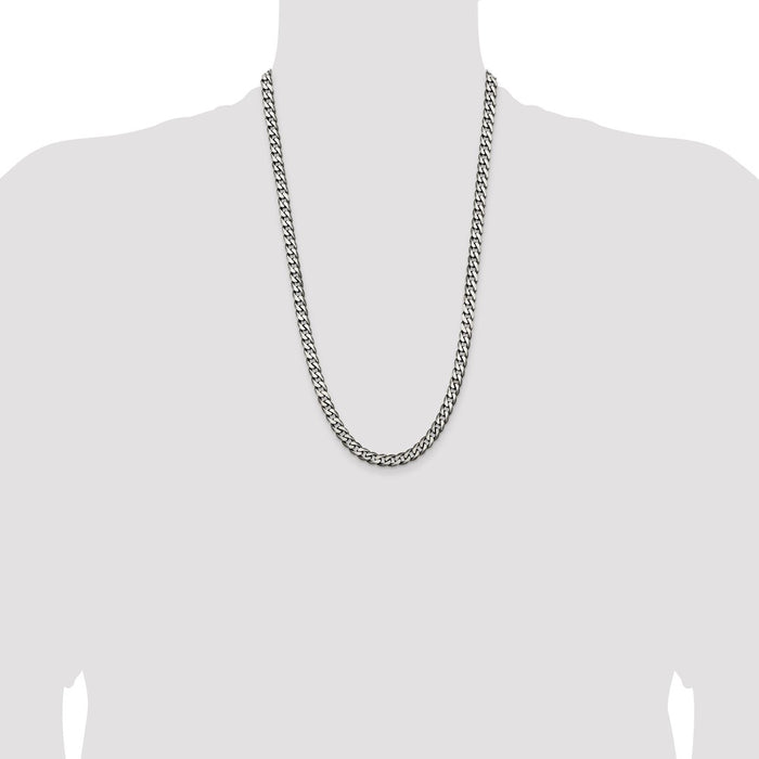 Buy Stylish Antiqued Sterling Silver 6.5mm Curb Chain - Affordable Elegance!-4