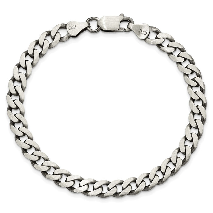 Buy Stylish Antiqued Sterling Silver 6.5mm Curb Chain - Affordable Luxury!-3