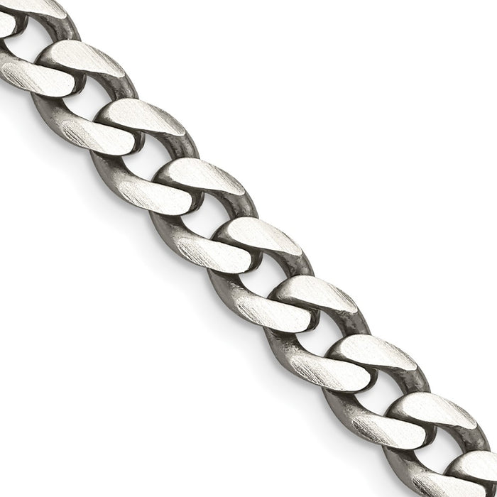 Buy Stylish Antiqued Sterling Silver 6.5mm Curb Chain - Affordable Elegance!-1