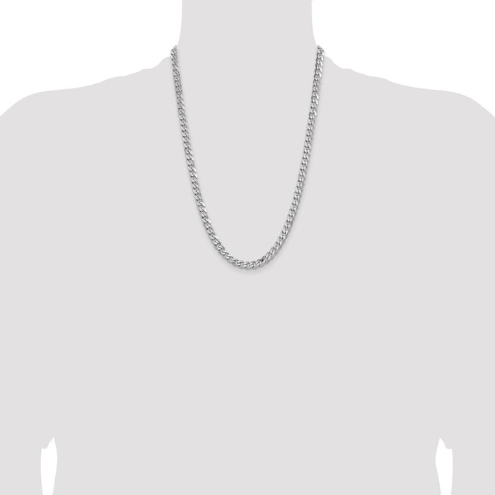 Buy Stylish Rhodium-Plated Sterling Silver 6.5mm Curb Chain | Affordable Luxury-4
