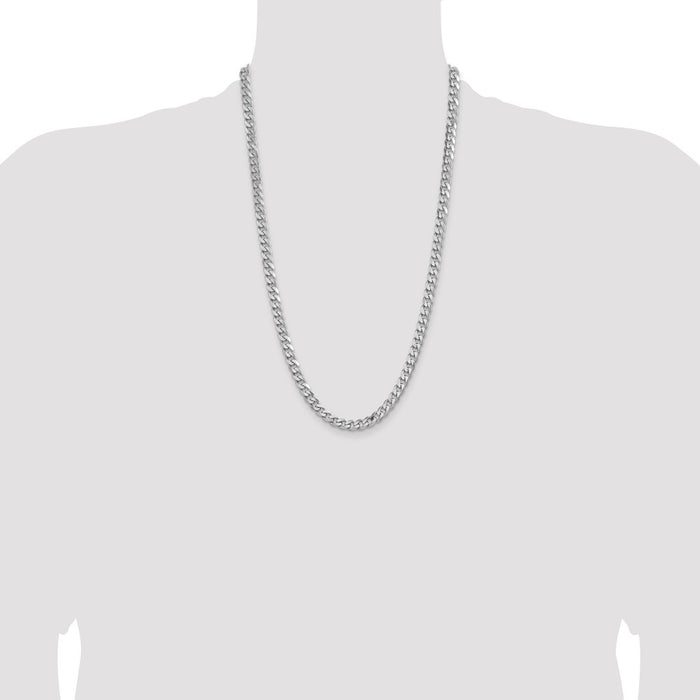 Exclusive Rhodium-Plated Sterling Silver 6.5mm Curb Chain - Stylish Value-4