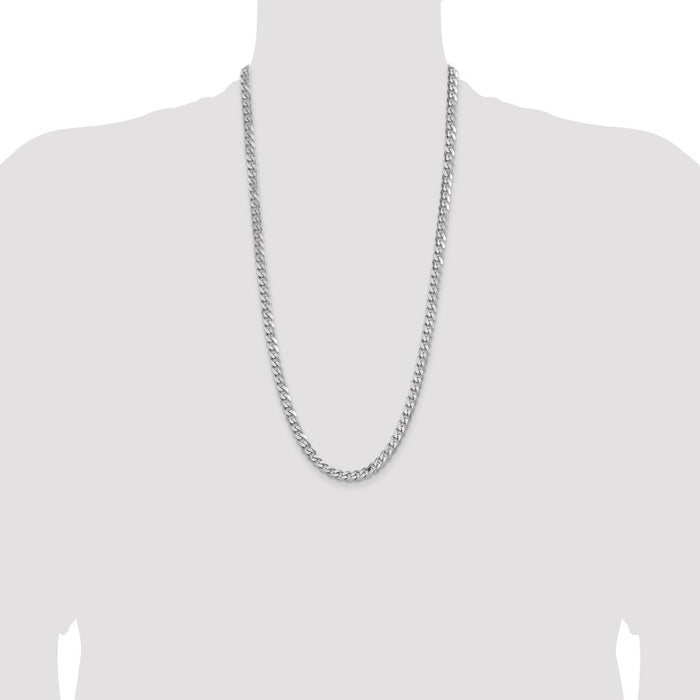 Designer Rhodium-Plated Sterling Silver 6.5mm Curb Chain - Affordable Luxury!-4