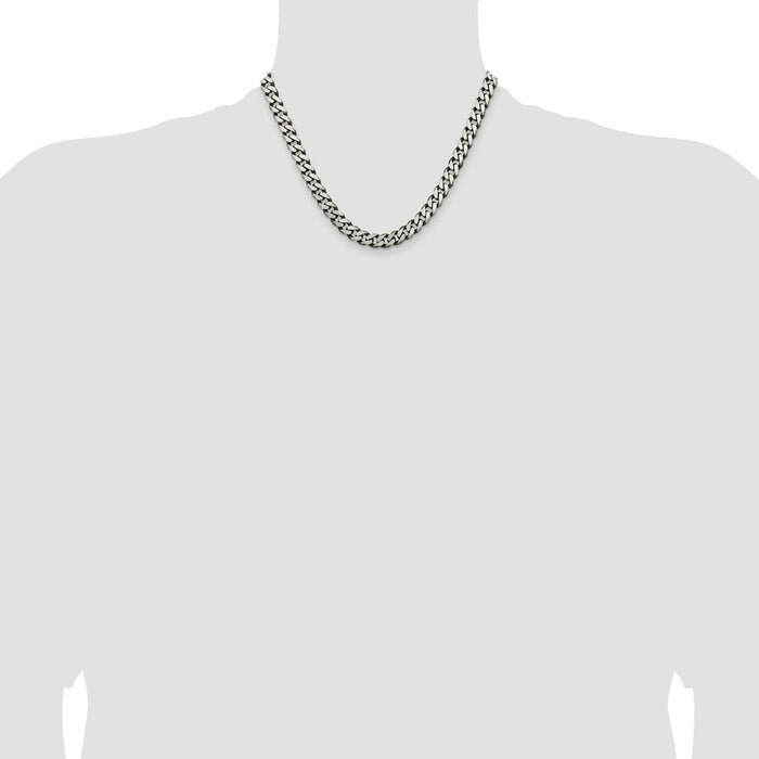 High-Quality Antiqued Sterling Silver 7.5mm Curb Chain - Stylish Value Buy!-4
