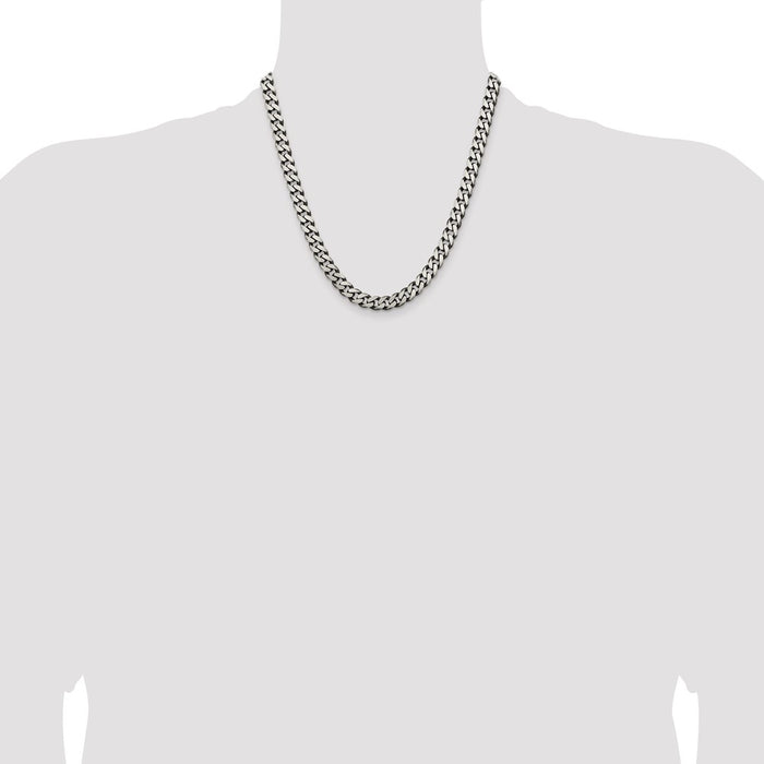 Buy Stylish Antiqued Sterling Silver 7.5mm Curb Chain - Luxury Value!-4