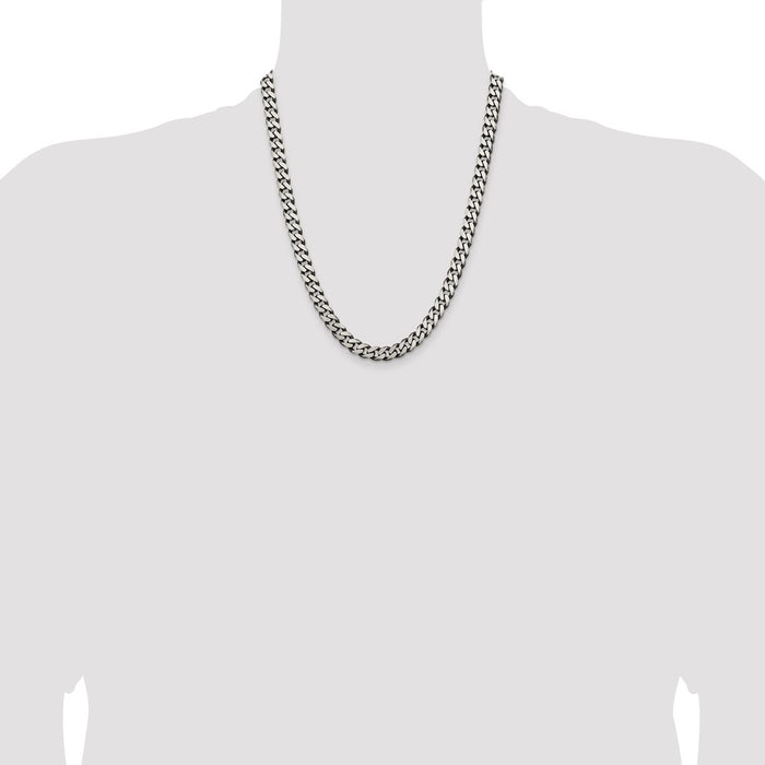 Buy Stylish Antiqued Sterling Silver Curb Chain - 7.5mm, Affordable Luxury-4