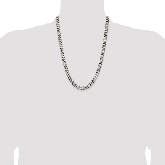 Buy Stylish Antiqued Sterling Silver 7.5mm Curb Chain - Affordable Luxury!-4