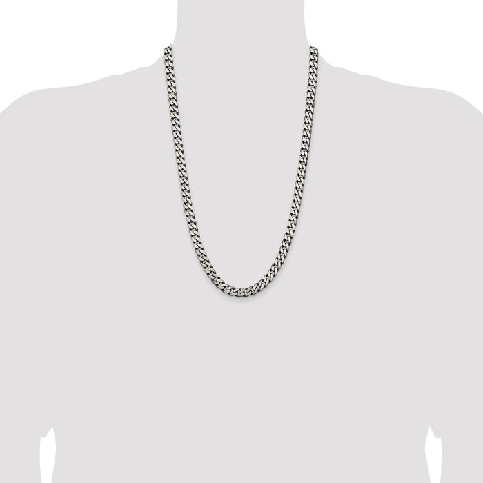 Buy Stylish Antiqued Sterling Silver 7.5mm Curb Chain - Affordable Elegance-4