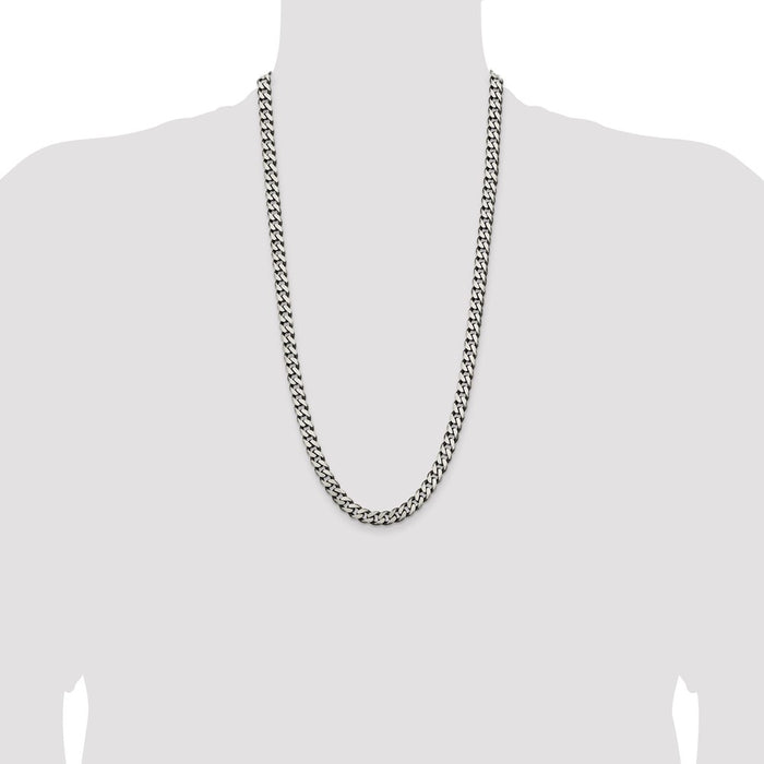 Buy Stylish 7.5mm Antiqued Sterling Silver Curb Chain - Luxury Value Piece-4
