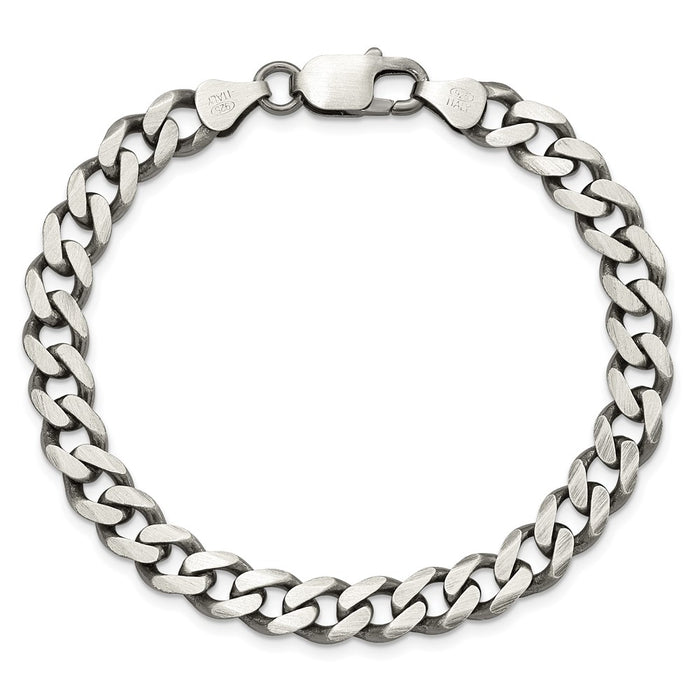 High-Quality Antiqued Sterling Silver 7.5mm Curb Chain - Stylish and Affordable!-3