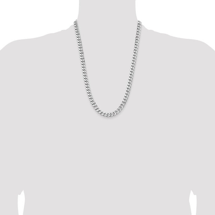 Buy Stylish Rhodium-Plated Sterling Silver Curb Chain - 7.5mm, Affordable Price!-4