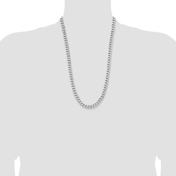 Buy Stylish Rhodium-Plated Sterling Silver Curb Chain - 7.5mm, Affordable Quality-4