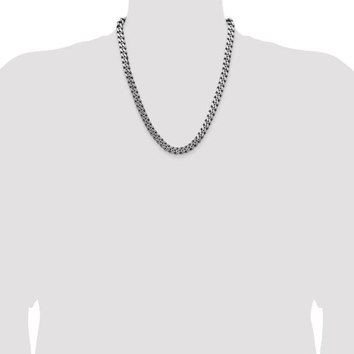 High-quality Antiqued Sterling Silver 8.3mm Curb Chain - Stylish & Affordable-4