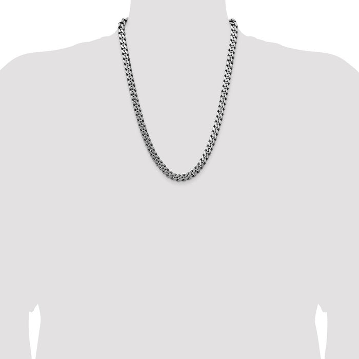 Buy Stylish Antiqued Sterling Silver 8.3mm Curb Chain - Affordable Luxury!-4