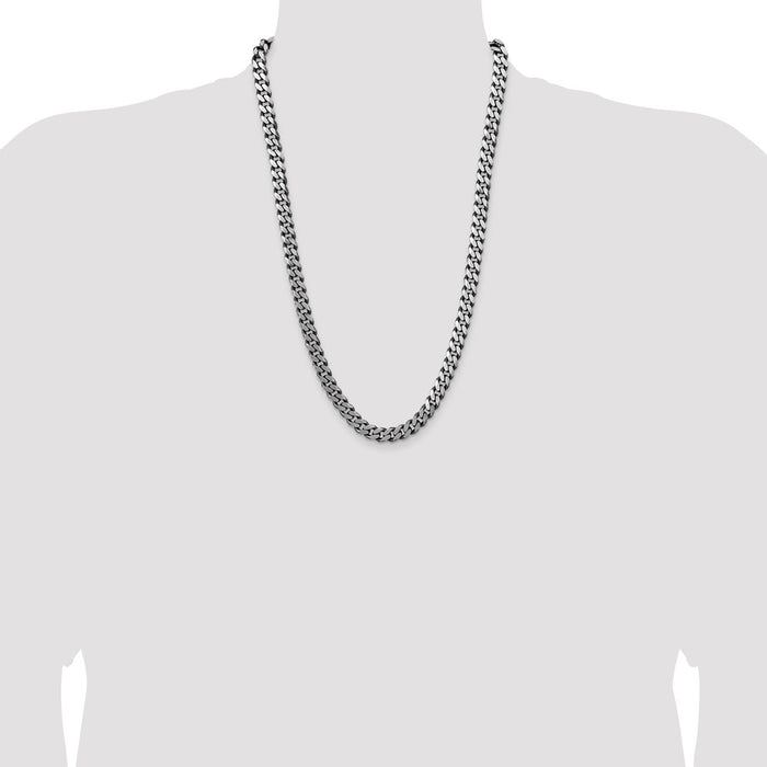 Buy Stylish Antiqued Sterling Silver 8.3mm Curb Chain | Affordable Luxury-4