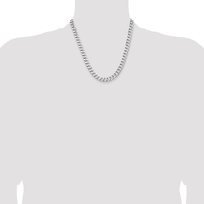 Designer Rhodium-Plated Sterling Silver 8.3mm Curb Chain - Stylish Value!-4