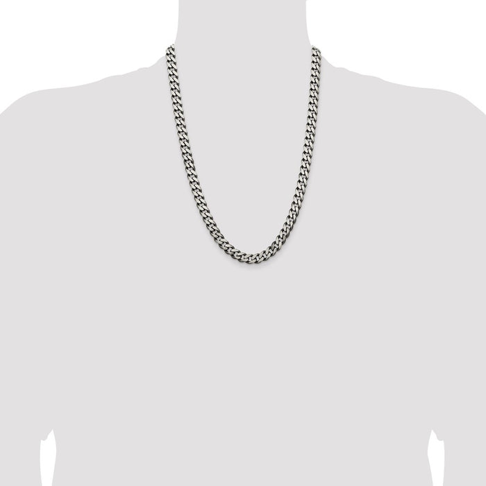 Buy Stylish Antiqued Sterling Silver 9.3mm Curb Chain | High-Quality Value-4