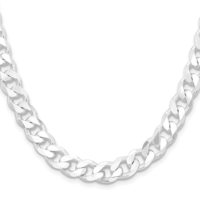 Buy Stylish Rhodium-Plated Sterling Silver 9.3mm Curb Chain - Affordable Luxury!-2