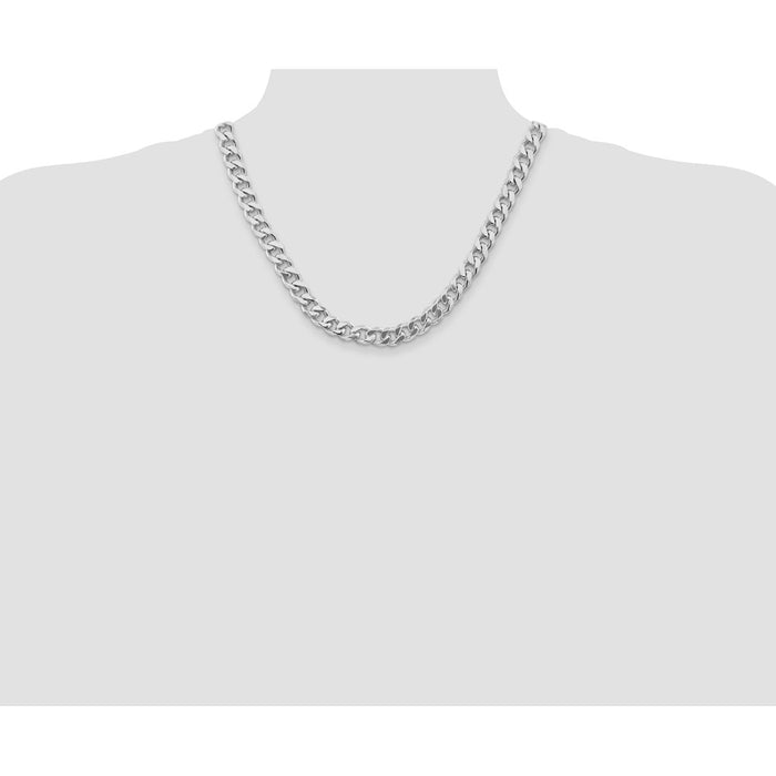 Buy Exclusive Rhodium-Plated Sterling Silver Curb Chain - 9.3mm, Stylish Value-4