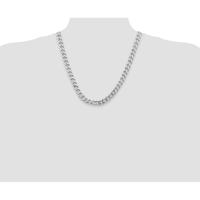 Buy Stylish Rhodium-Plated Sterling Silver 9.3mm Curb Chain at Discounted Prices-4