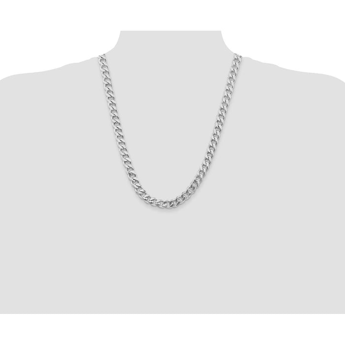 Buy Stylish Rhodium-Plated Sterling Silver Curb Chain 9.3mm - Luxury Look-4