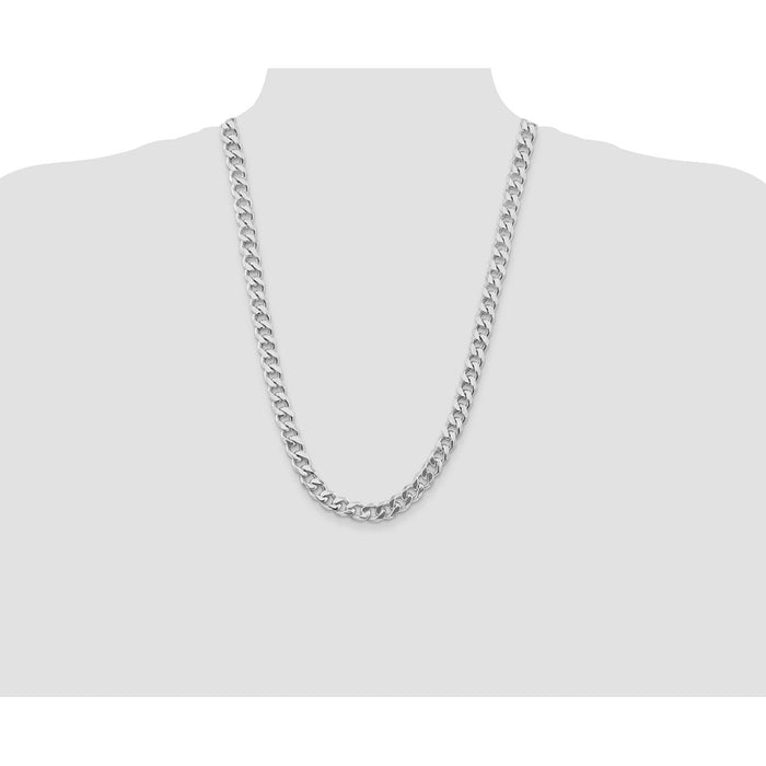 Buy Stylish Rhodium-Plated Sterling Silver 9.3mm Curb Chain - Affordable Luxury-4