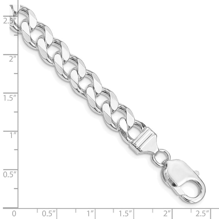 High-Quality Rhodium-Plated Sterling Silver 9.3mm Curb Chain - Stylish Value!-3
