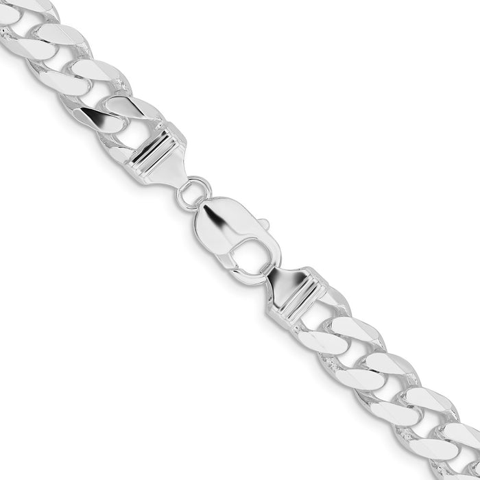Buy Stylish Rhodium-Plated Sterling Silver 11mm Curb Chain - Affordable Luxury!-3