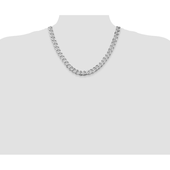 Buy Stylish Rhodium-Plated Sterling Silver 11mm Curb Chain - Affordable Luxury!-4