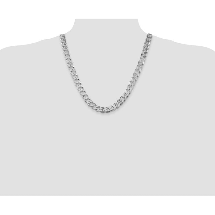 Buy Stylish Rhodium-Plated Sterling Silver 11mm Curb Chain - Affordable Luxury-4