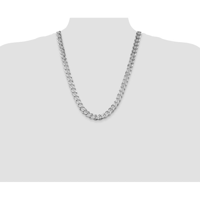 Buy Stylish 11mm Rhodium-Plated Sterling Silver Curb Chain - Luxury Value-4