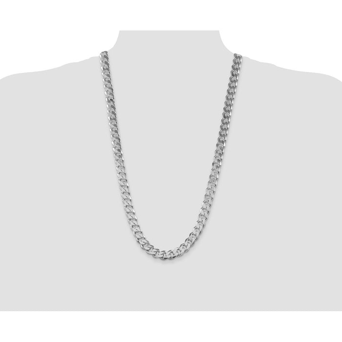 Buy Stylish Rhodium-Plated Sterling Silver 11mm Curb Chain | Affordable Luxury-4