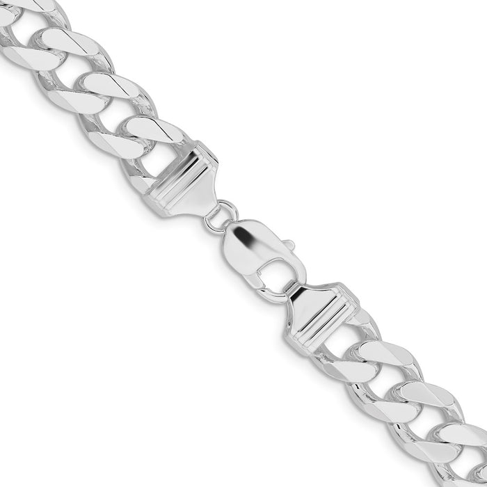 Buy Stylish Rhodium-Plated Sterling Silver 13mm Curb Chain - Affordable Luxury!-3