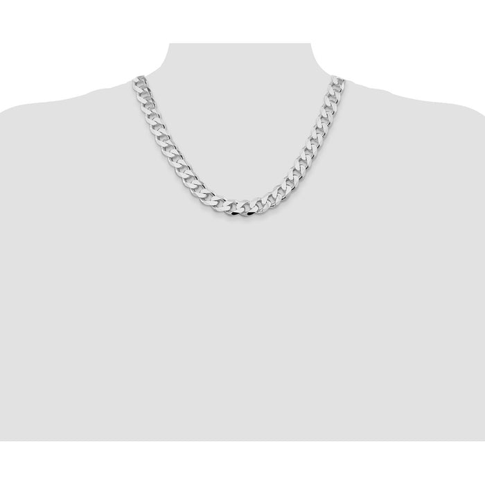 Buy Stylish Rhodium-Plated Sterling Silver 13mm Curb Chain - Affordable Luxury!-4