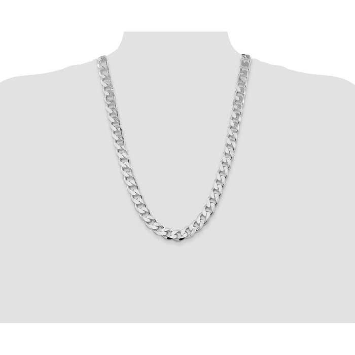 Designer Rhodium-Plated Sterling Silver 13mm Curb Chain - Stylish Value-4