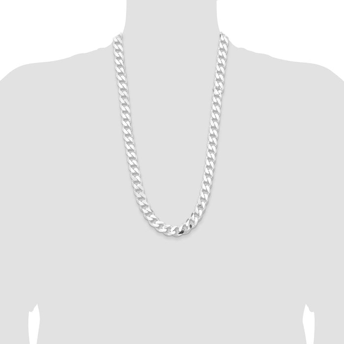 High-Quality Rhodium-Plated Sterling Silver 13mm Curb Chain - Stylish Value!-4