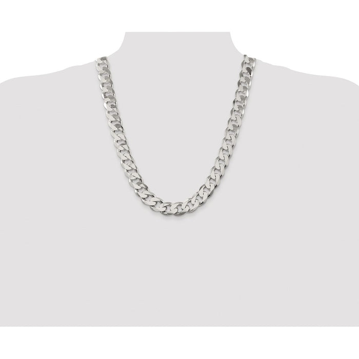 Buy Stylish 14.5mm Rhodium-Plated Sterling Silver Curb Chain - Luxury Value!-4