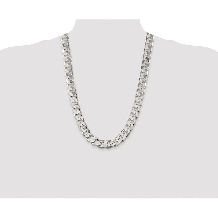 High-Quality Rhodium-Plated Sterling Silver 14.5mm Curb Chain - Stylish Value-4