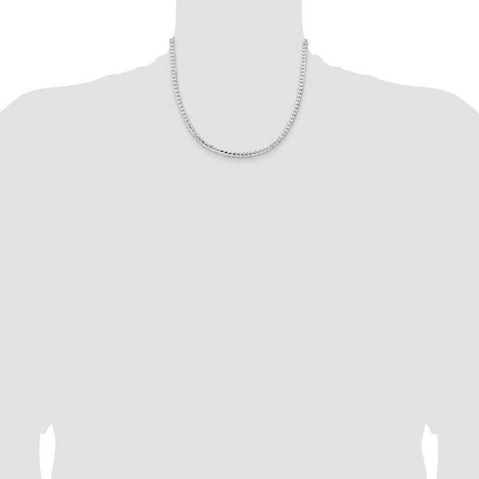 High-Quality 4.5mm Beveled Concave Curb Chain in Sterling Silver - Stylish Value!-4