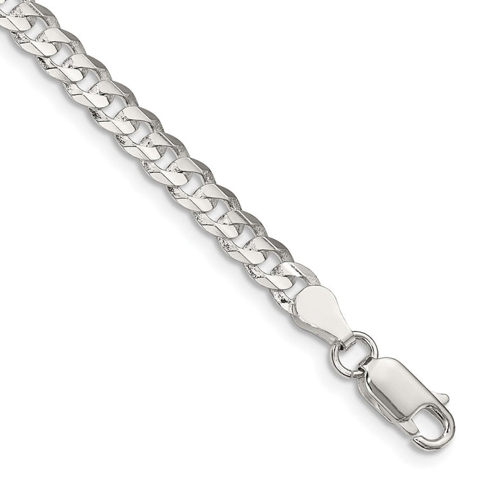 Exclusive 4.5mm Beveled Concave Curb Chain in Sterling Silver - Affordable Luxury-1