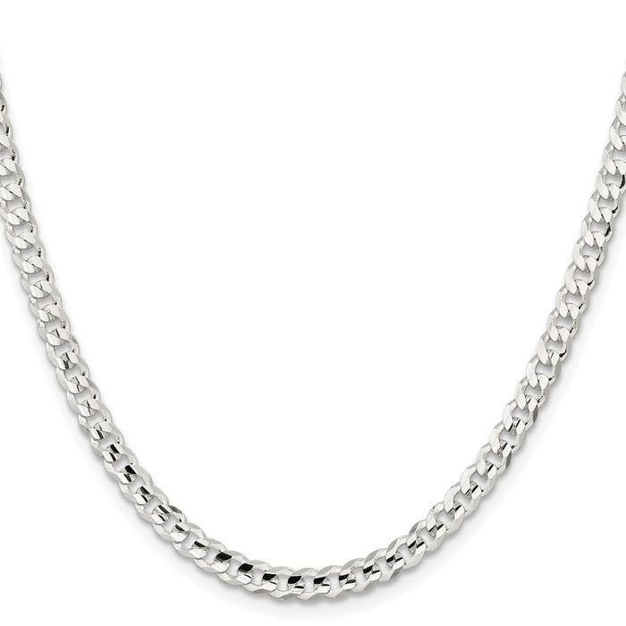 Buy Stylish Rhodium-Plated Sterling Silver 4.5mm Beveled Curb Chain-2