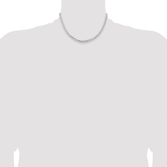 Buy Stylish Rhodium-Plated Sterling Silver 4.5mm Curb Chain - Luxury Value-4