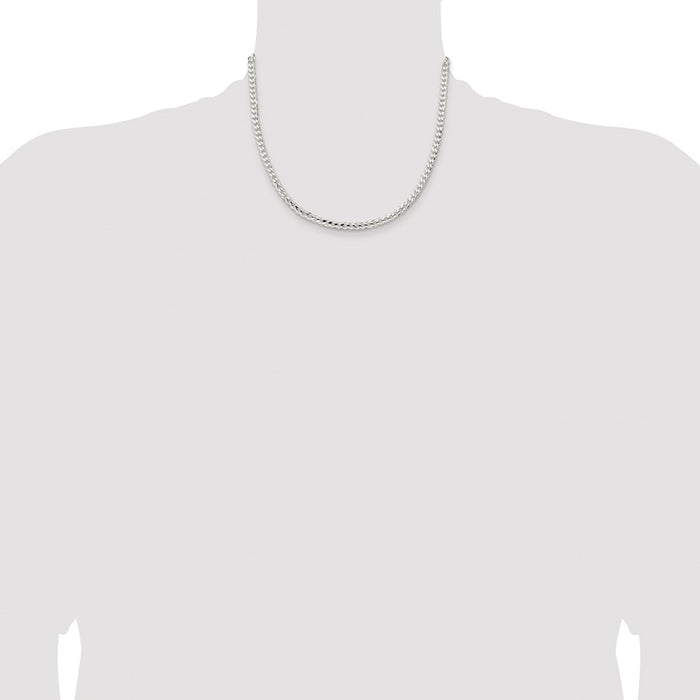 Buy Stylish Rhodium-Plated Sterling Silver 4.5mm Curb Chain - Luxury Appeal-4