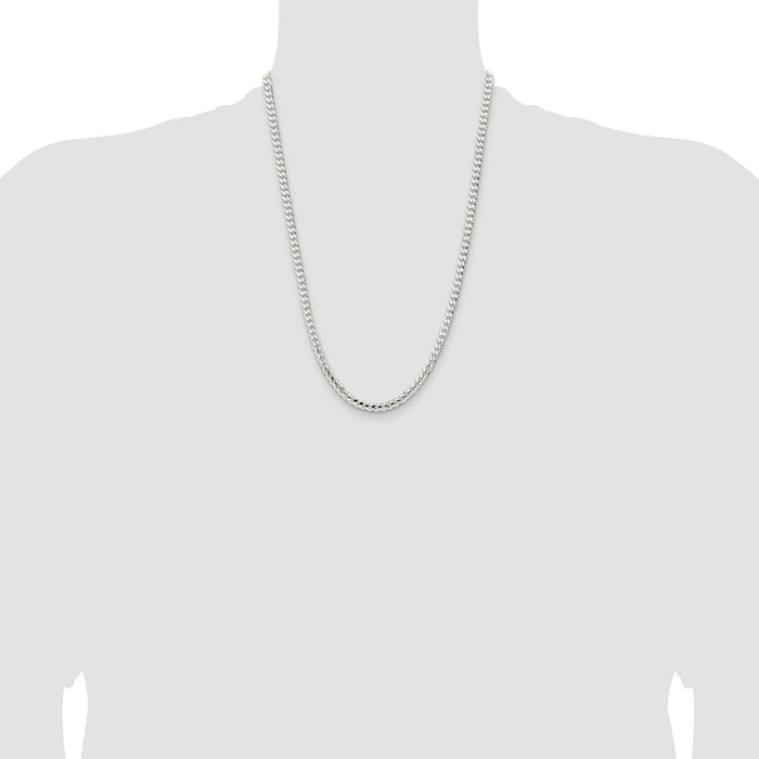 Buy Stylish Rhodium-Plated Sterling Silver 4.5mm Beveled Curb Chain-4