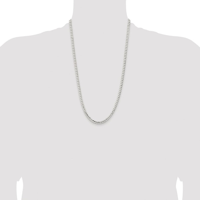 High-Quality Rhodium-Plated 4.5mm Sterling Silver Curb Chain - Stylish Value!-4