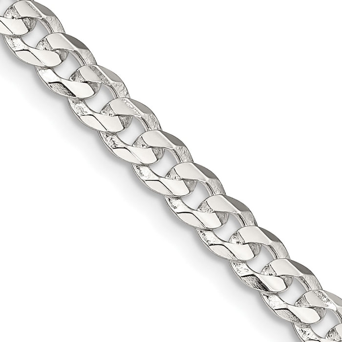 Exclusive 4.5mm Beveled Concave Curb Chain in Sterling Silver - Stylish Value!-1