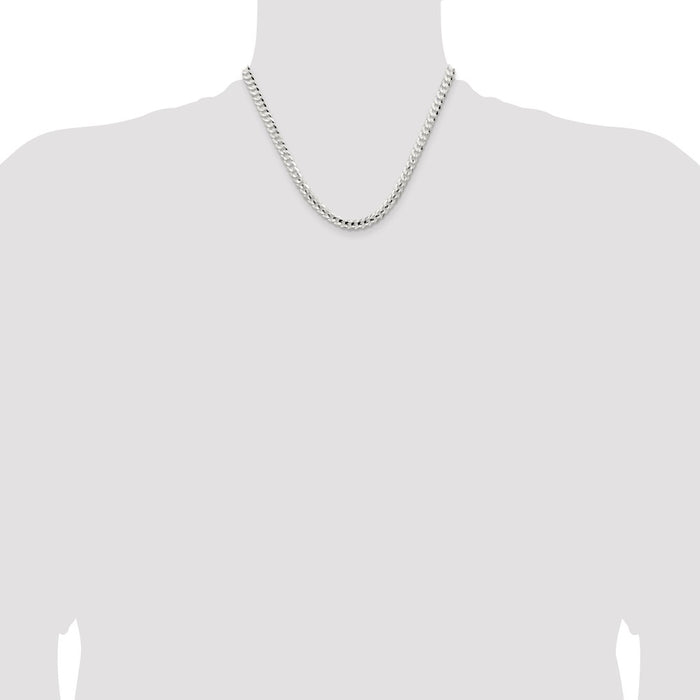 High-Quality 5.65mm Beveled Concave Curb Chain in Sterling Silver - Stylish Value!-4