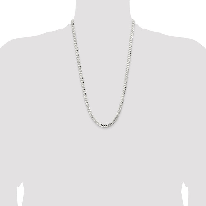 Buy Stylish 5.65mm Sterling Silver Concave Beveled Curb Link Chain - Affordable!-4