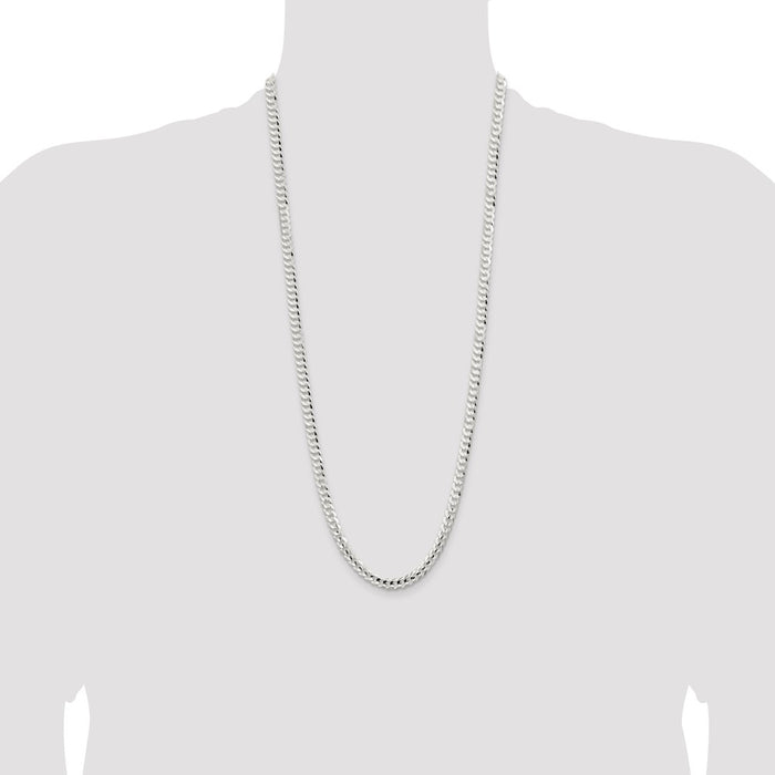 Exclusive 5.65mm Sterling Silver Concave Beveled Curb Chain - Affordable Luxury-4